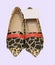 Exposed leopard low female shoes-