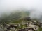 Exposed Mountain Ridge Trail in Low Clouds, Katahdin, Maine