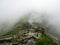 Exposed Mountain Ridge Trail in Low Clouds, Katahdin, Maine