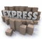 Express 3d Word Cardboard Boxes Expedited Fast Delivery Service