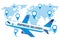 Express delivery airplane transport world map geo tag background international transportation shipping industrial