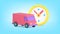 Express delivery courier service cargo truck van transportation wall watch countdown 3d icon vector