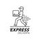 Express delivery icon concept. Delivery man service, order, worldwide shipping.