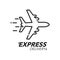 Express delivery icon concept. Plane speed icon for service, order, fast and worldwide shipping