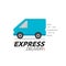 Express delivery icon concept. Van service, order, worldwide shipping.