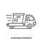 Express delivery icon. Fast moving delivery truck with order box. Vector illustration.
