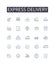 Express delivery line icons collection. Rapid shipment, Swift delivery, Brief dispatch, Quick transport, Fast courier