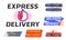 Express delivery logo banner, quick shipping icon.