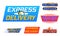 Express delivery logo banner, quick shipping icon.