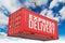 Express Delivery - Red Hanging Cargo Container.