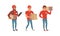 Express Delivery Service Concept, Male Couriers in Uniform Delivering Parcels Set Cartoon Vector Illustration