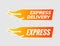 Express delivery service courier icon. Express delivery shipping transport sign vector label