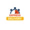 Express delivery service logo. Fast time delivery order with stopwatch. Quick shipping delivery icon