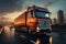 Express road rush Trucks motion blur embodies high speed travel and efficient logistics