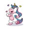 Expression of a cute cartoon unicorn with full confidence