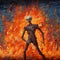 Expressionist Skeleton On Fire Oil Painting Inspired By Eminem