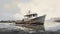 Expressionistic Seashoreline: Hunter 28.5 Fishing Boat In Realistic Brushwork