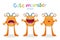 Expressions And Emotions. Cute Cartoon Monsters Emotions. Vector Set Isolated