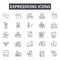 Expressions line icons for web and mobile design. Editable stroke signs. Expressions  outline concept illustrations