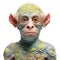 Expressive 3d Male Clay Monkey In Rococo Style By Peter Steiber