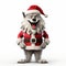 Expressive 3d Render Of Santa Claus Wolf With Red Nose