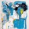 Expressive Abstract Expressionism: Playful Female Portraits In Blue And Yellow