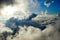 Expressive background of sky and clouds as seen from the summit of Mont Blanc