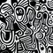 Expressive Black And White Design With Swirls And Abstracted Human Figures