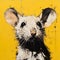 Expressive Black And White Painting: Vibrant Portraiture Of A Yellow And Blue Rat