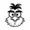 Expressive cartoon bird face with glasses and a prominent beard