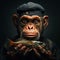 Expressive Chimp Holding Fish: Photorealistic Still Life With Enigmatic Characters