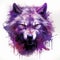 Expressive Colors: A Captivating Illustration Of A Purple Wolf