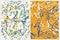 Expressive Daubs. Pollock Painting Style Art. Set o 2 Abstract Geometric Vector Patterns.