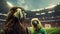 Expressive Eagle Mascots In A Cinematic Soccer Stadium