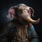 Expressive Elephant Portrait: Moody Colors, Steampunk Creatures, And Playful Expressions