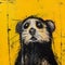 Expressive Gesturalism: Humorous Yellow And Black Ferret Painting
