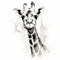 Expressive Giraffe Sketch On White Background