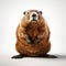 Expressive Groundhog: A Dignified Pose In A White Background