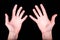 Expressive hands in various poses on a black background