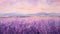 Expressive Impasto Landscape: Lavender Field With Mountains