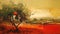 Expressive Landscape: Oil Painting Of Orange Tree And Field