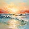 Expressive Landscapes: A Captivating Sunset Ocean Oil Painting