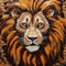 Expressive Lion Cross Stitch Pattern With Wood Veneer Mosaic Style