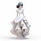 Expressive Manga Style 3d Printed White Figurine In Elegant Dress