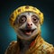 Expressive Meerkat: A Golden Crowned Portrait In The Style Of Mike Campau