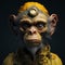 Expressive Monkey Portrait With Metal Gears: Detailed Character Design In Zbrush
