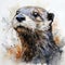 Expressive Otter Watercolor Illustration With Street Art Elements