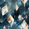 Expressive painterly painting of glistening diamonds with surreal theatrics (tiled)