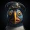 Expressive Penguin Portrait With Viking Hat: Zbrush Style