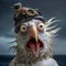 Expressive Sea Eagle Head With Eyeglasses And Hat